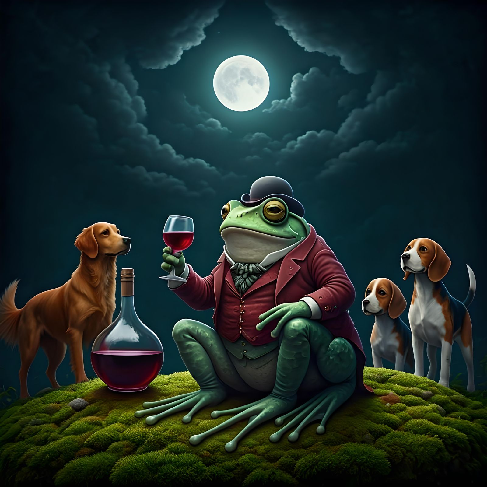 Bullfrog Wine Party Under Rising Moon