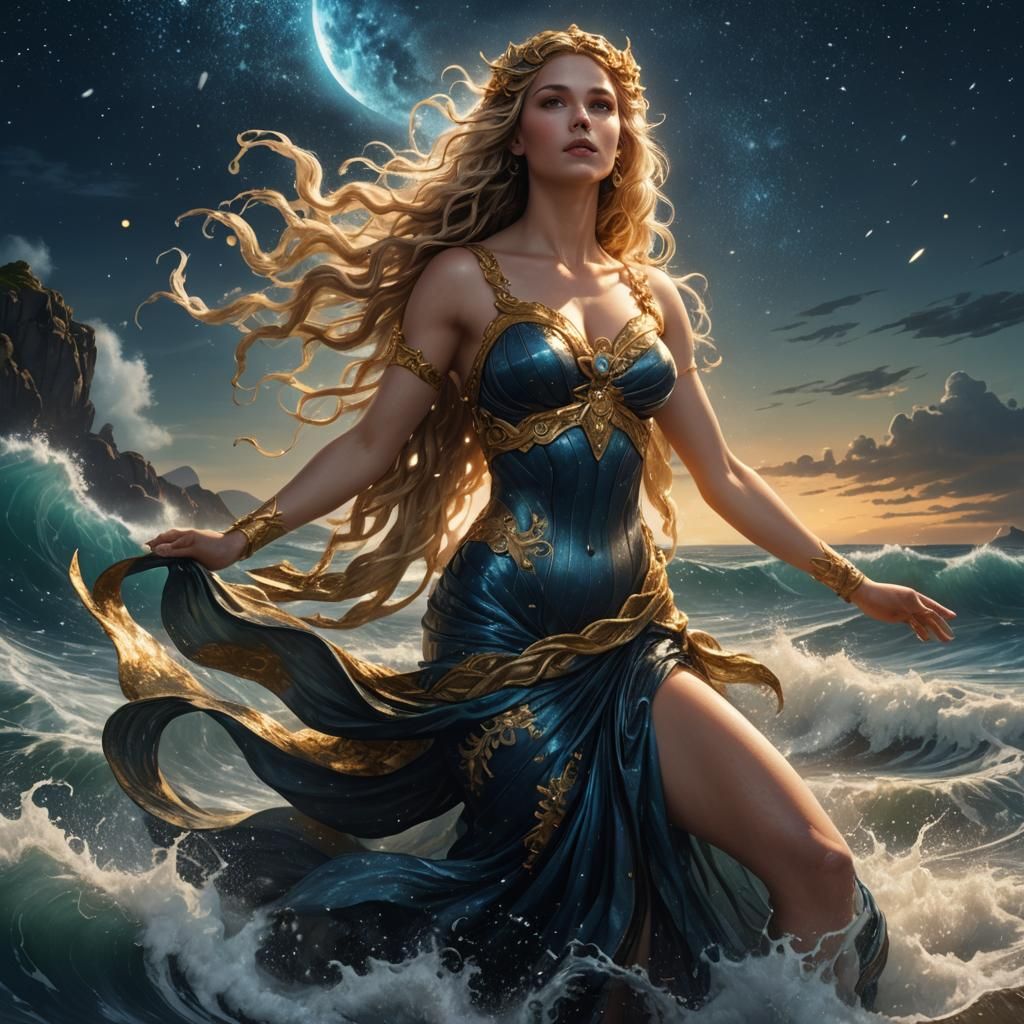 Aphrodite Rises from the Starry Sea: Fantasy Art