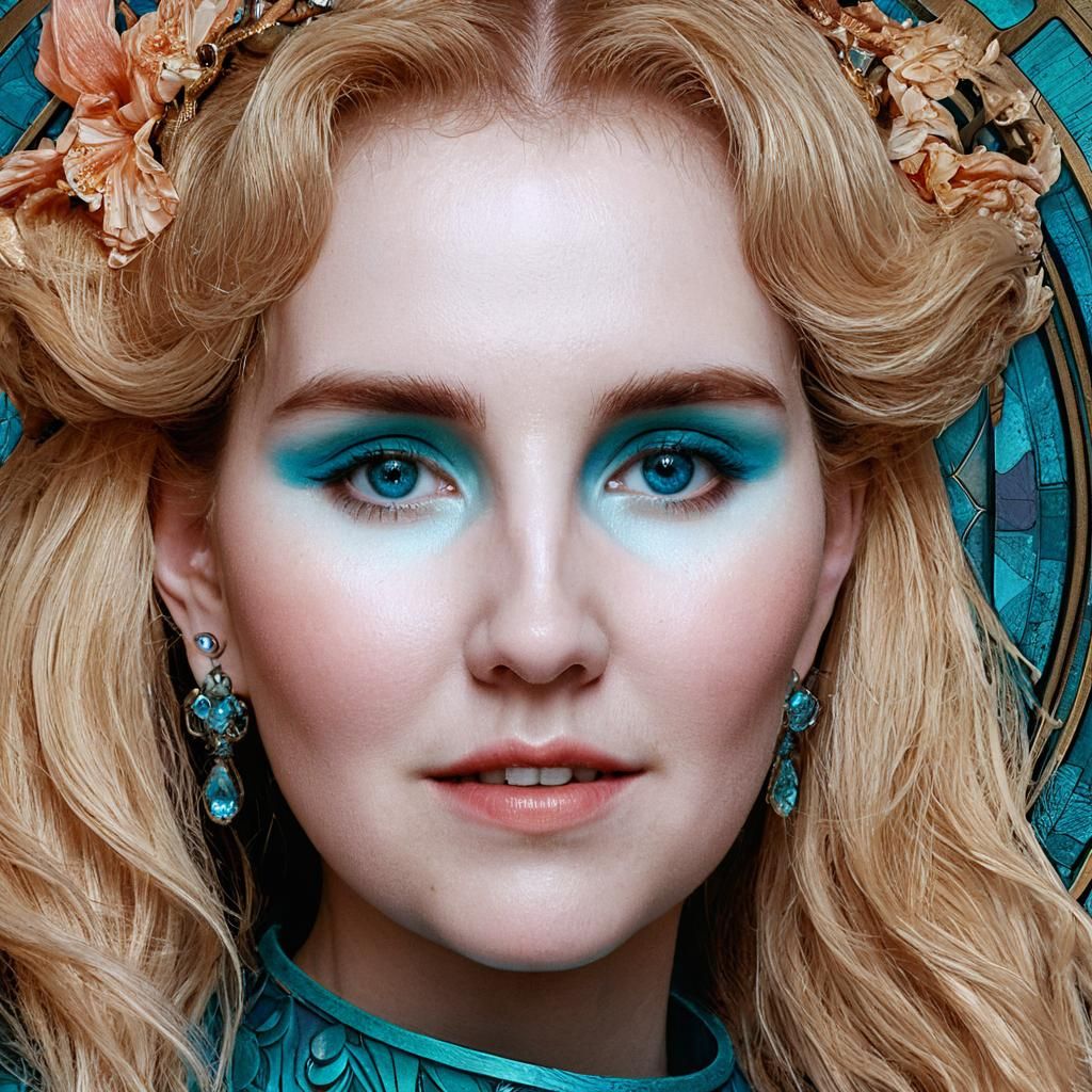 Fantasy Woman with Piercing Eyes: Art Nouveau Portrait