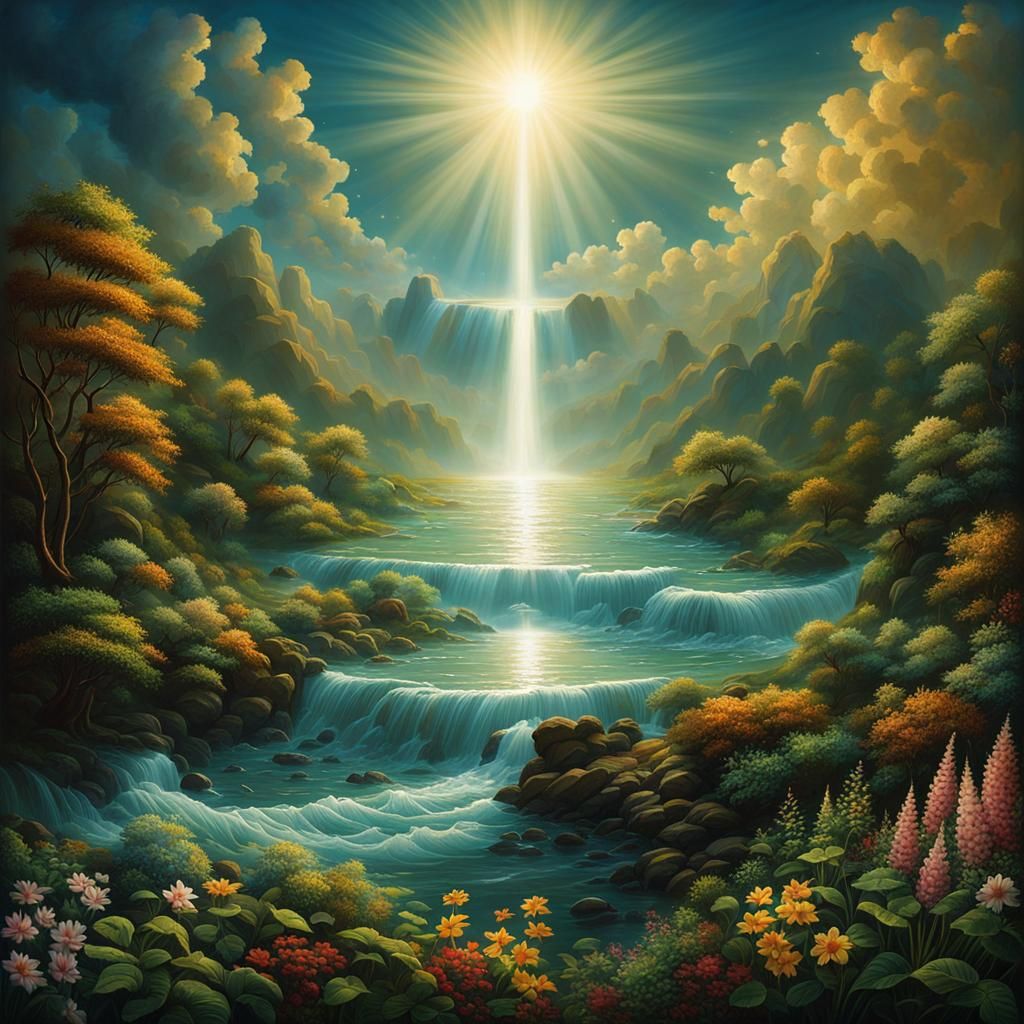 Biblical Firmament Division of Waters Creation Image