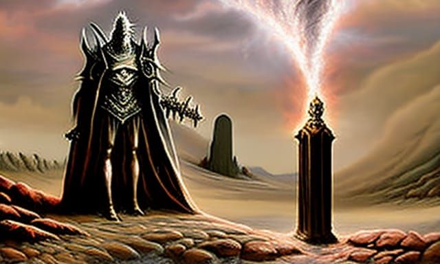 God of Time in Sinister Desert Landscape