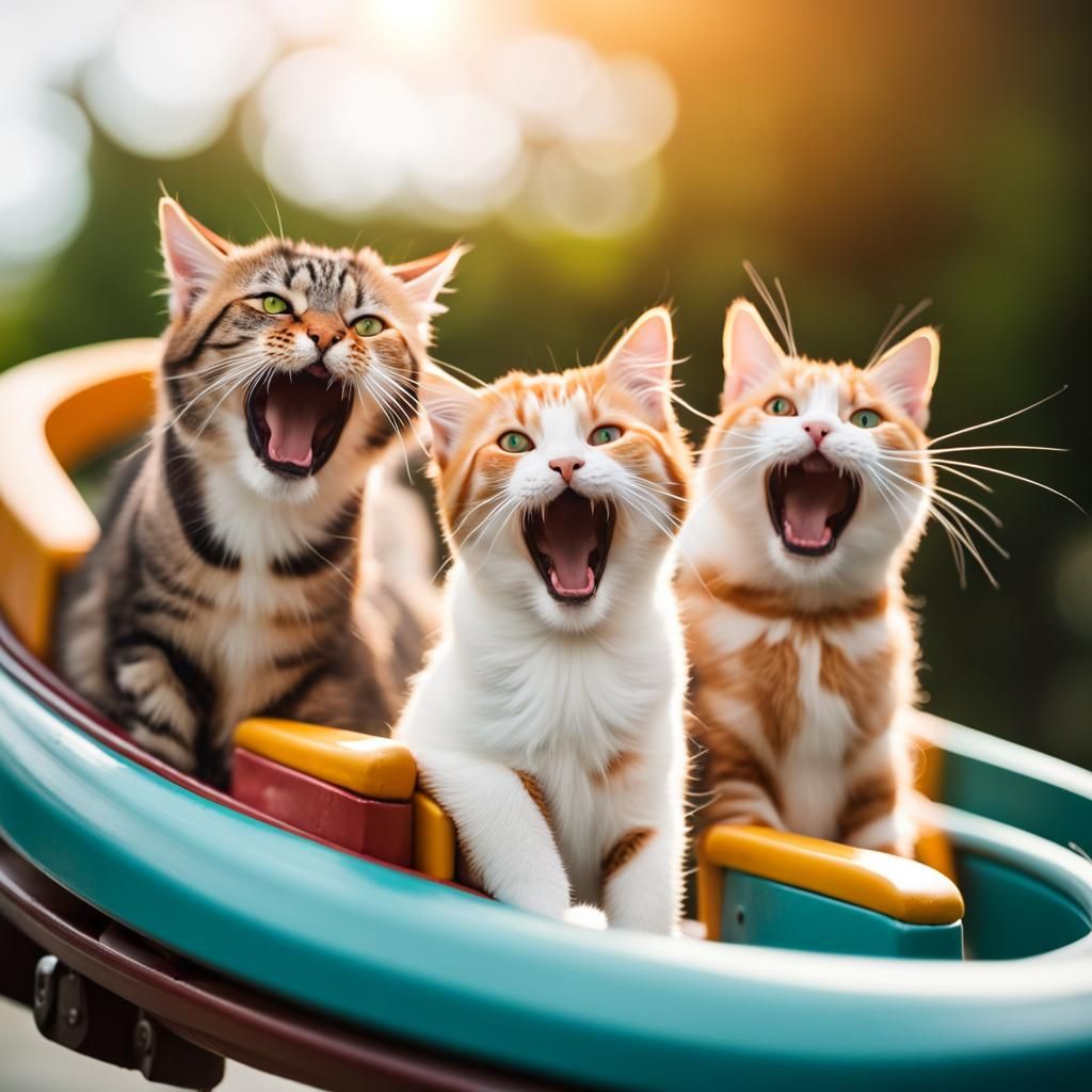 Cats Enjoying a Roller Coaster Ride