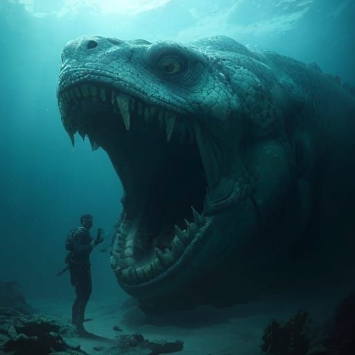 Gargantuan Moray Eel Sea Monster in Hyperrealistic Closeup