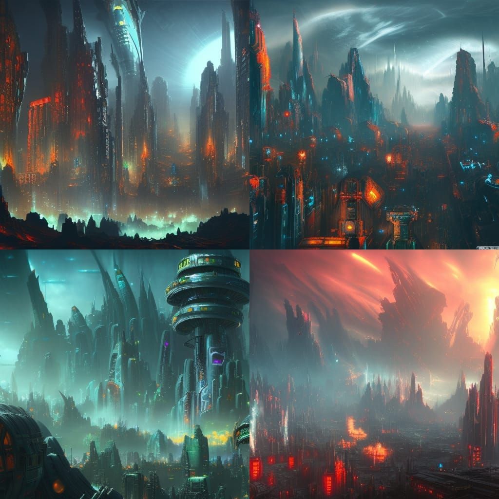 Warhammer 40k Sci-Fi Megacity Art