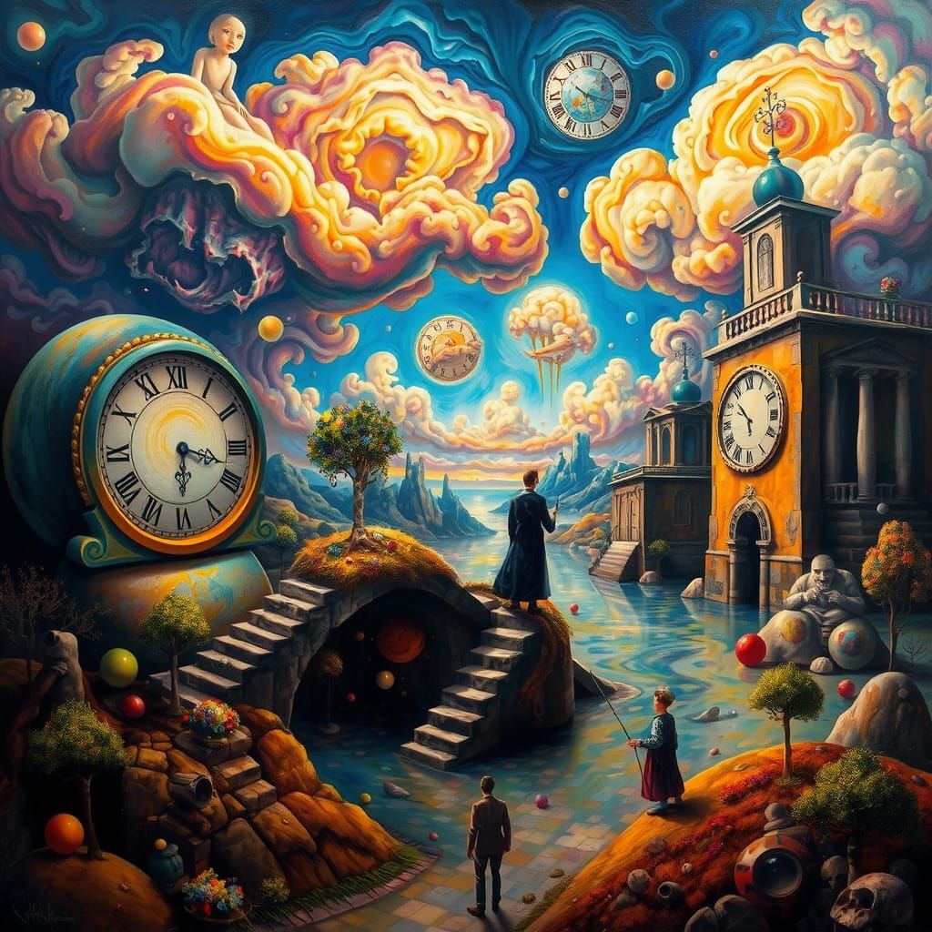 Surreal Dreamscape with Melting Objects in Vibrant Colors