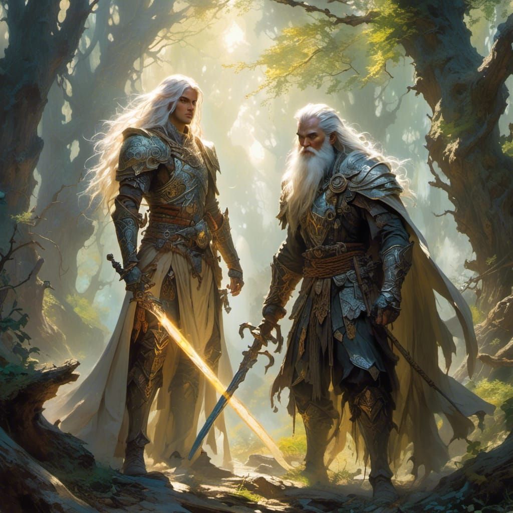 Fantasy Trio in Mystical Forest, Dark Fantasy Art