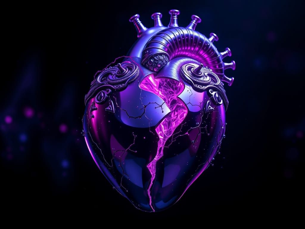 Mended Heart: Holographic Astral Illustration