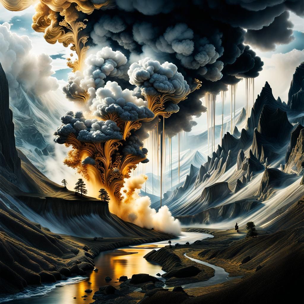 Surreal Nanospark Landscape in Double Exposure Collage