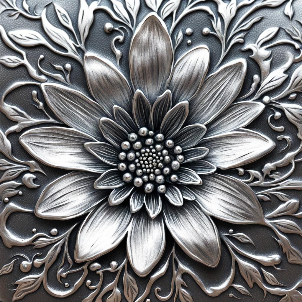 Elegant Silver Flower AI Generated Image