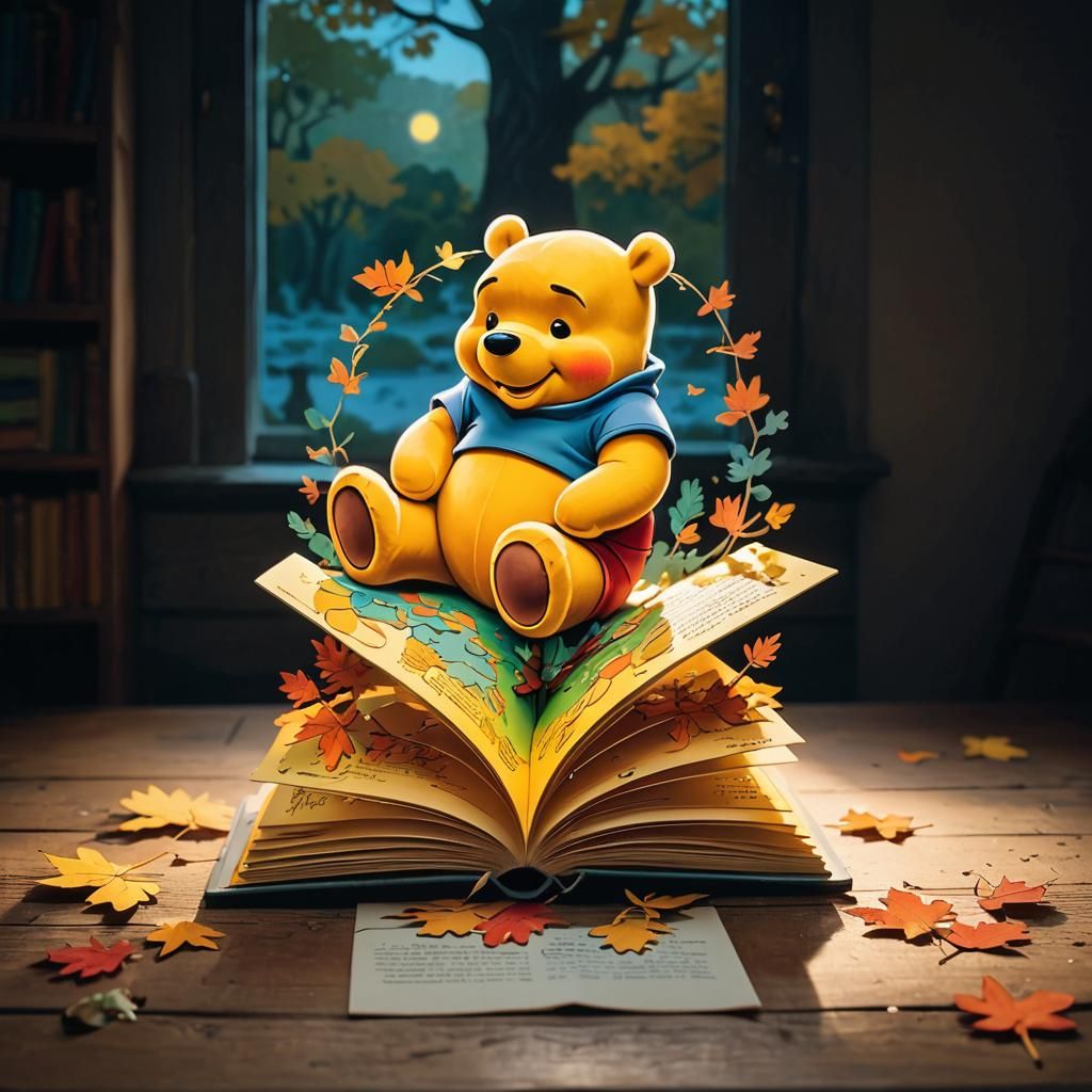 Winnie the Pooh Popup Book in Watercolor Style