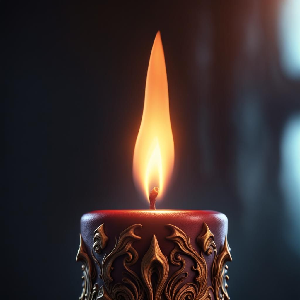 Detailed Candle Flame in Matte Painting Style