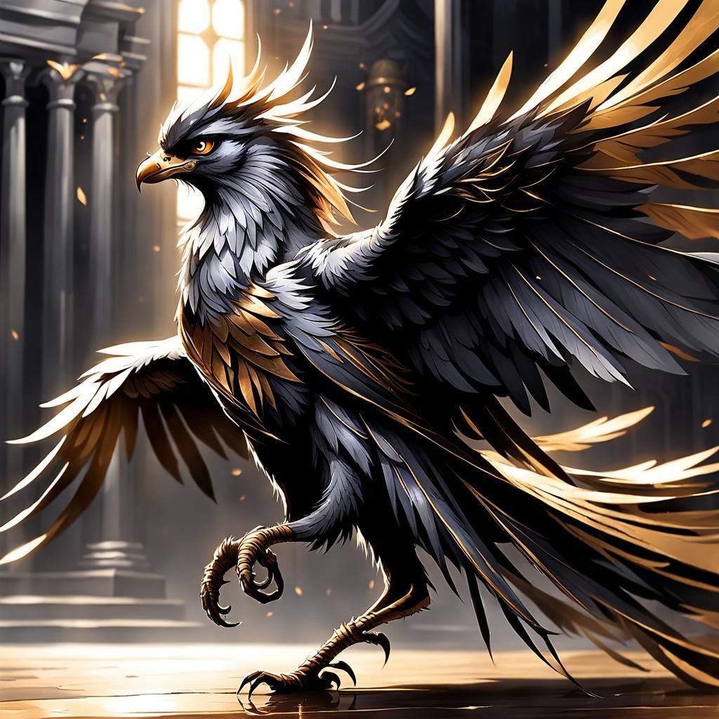 Dark Feathered Spirit Confronts Woman: Digital Art