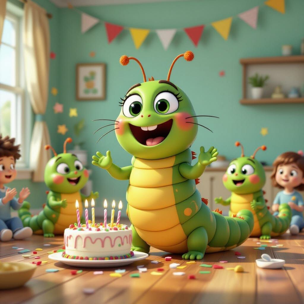 Animated Caterpillar's Surprise Party Celebration