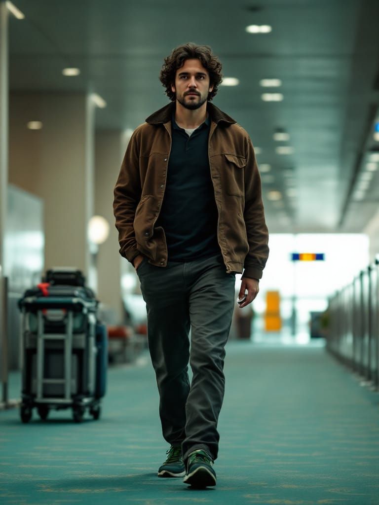 Man in Airport Terminal: Candid Street Photography