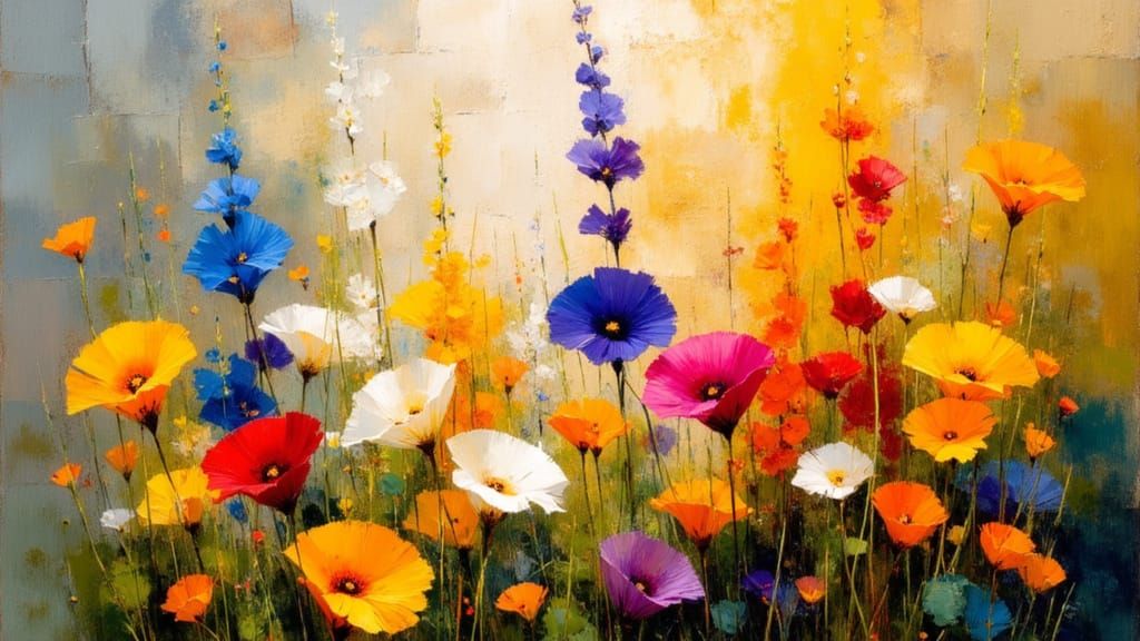 Cubist Flowers with Surrealist Hues as Digital Art