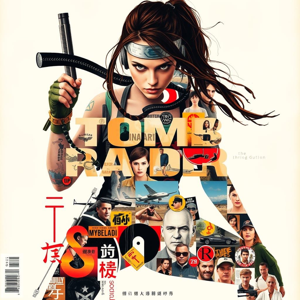 Modern Tomb Raider Magazine Cover with Collage