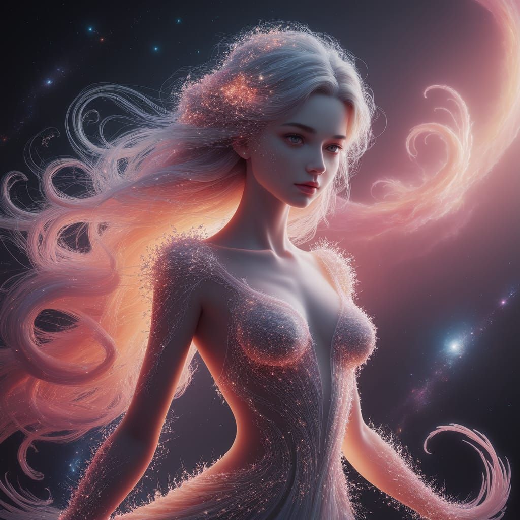 Nebula Woman: A Breathtaking 3D Render