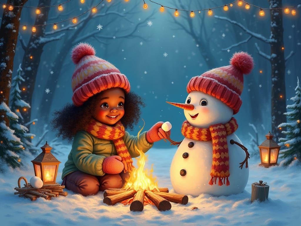 Warm Winter Scene in Impressionist Style