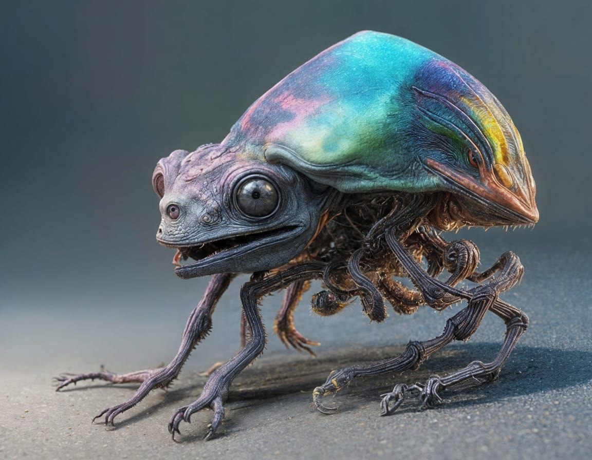 Colorful Alien Creature Crawling