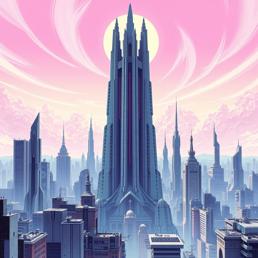 Brutalist Cityscape in Purgatory, a Futuristic Spiritual Par...