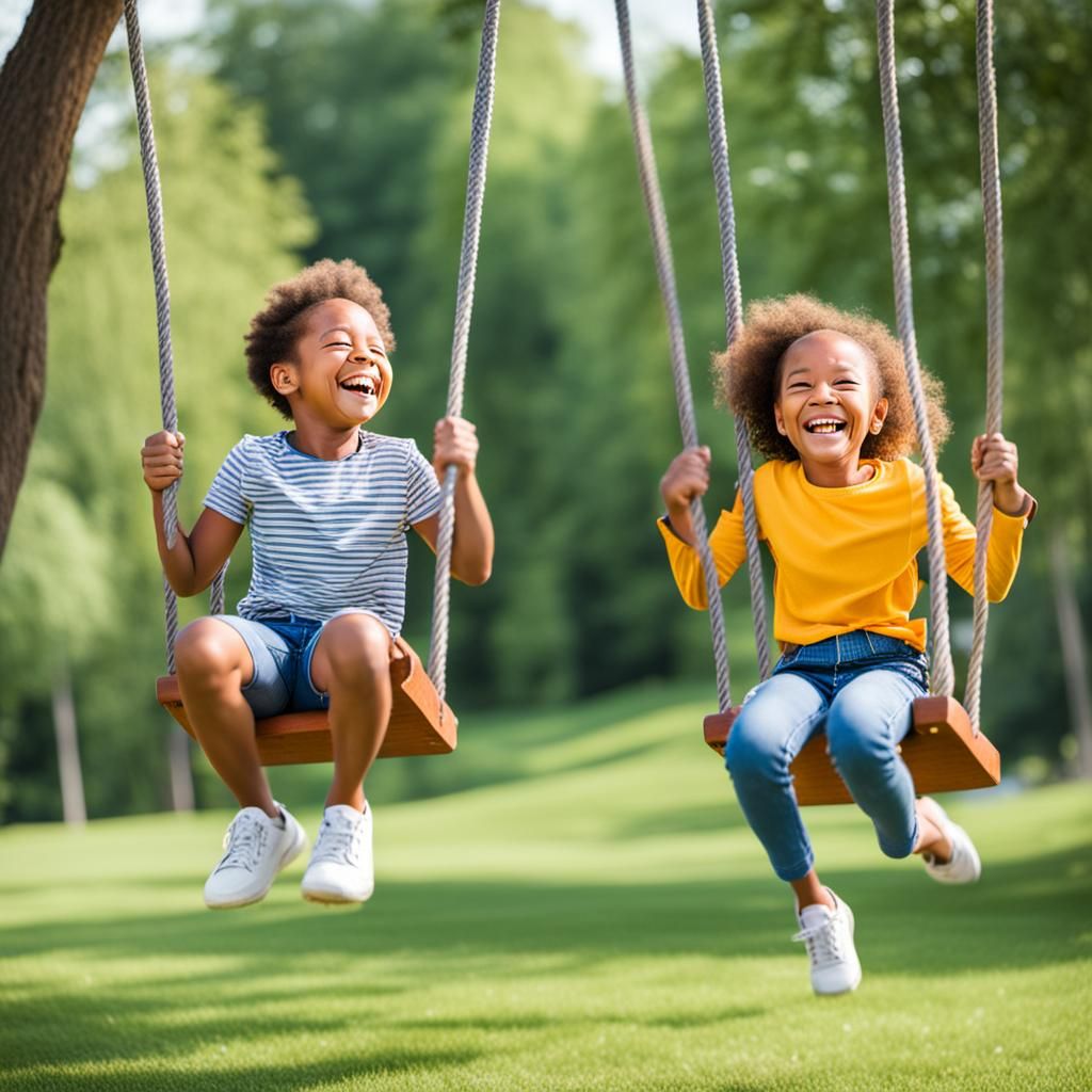 Children's Joy: Laughing on Swings