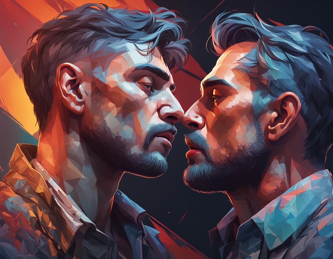 Passionate Kiss: Hyperdetailed Art Nouveau Portrait