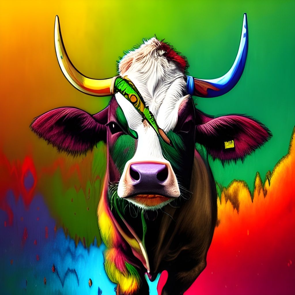Cow Punk Art with Intricate Details