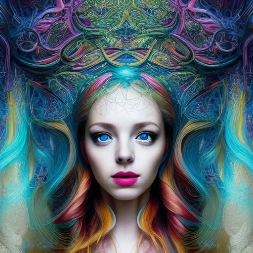 Entangled Woman: Hyperrealistic Lyrical Abstraction