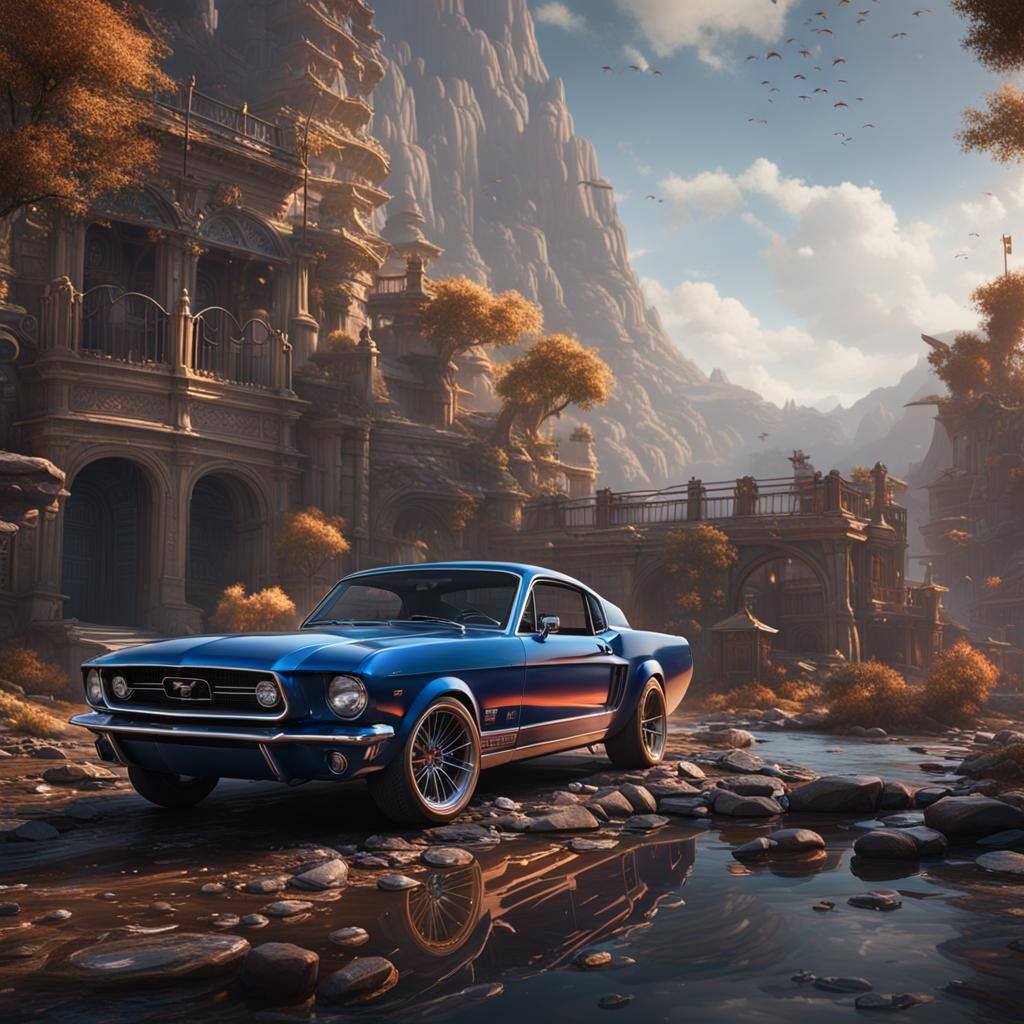 Ford Mustang in Detailed Matte Painting