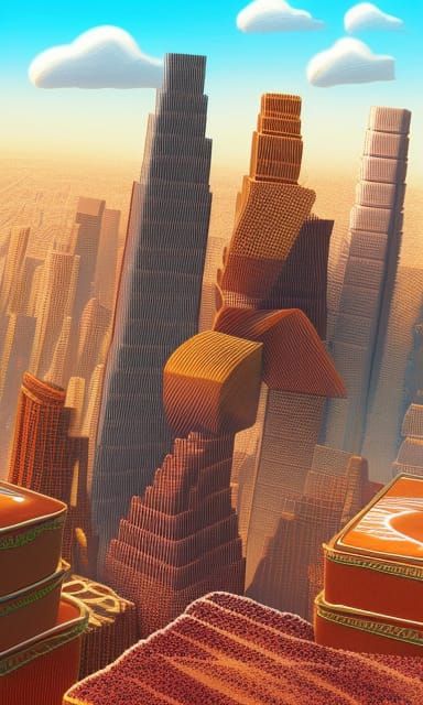 Gingerbread Skyscrapers: Los Angeles Cityscape in Digital Ar...