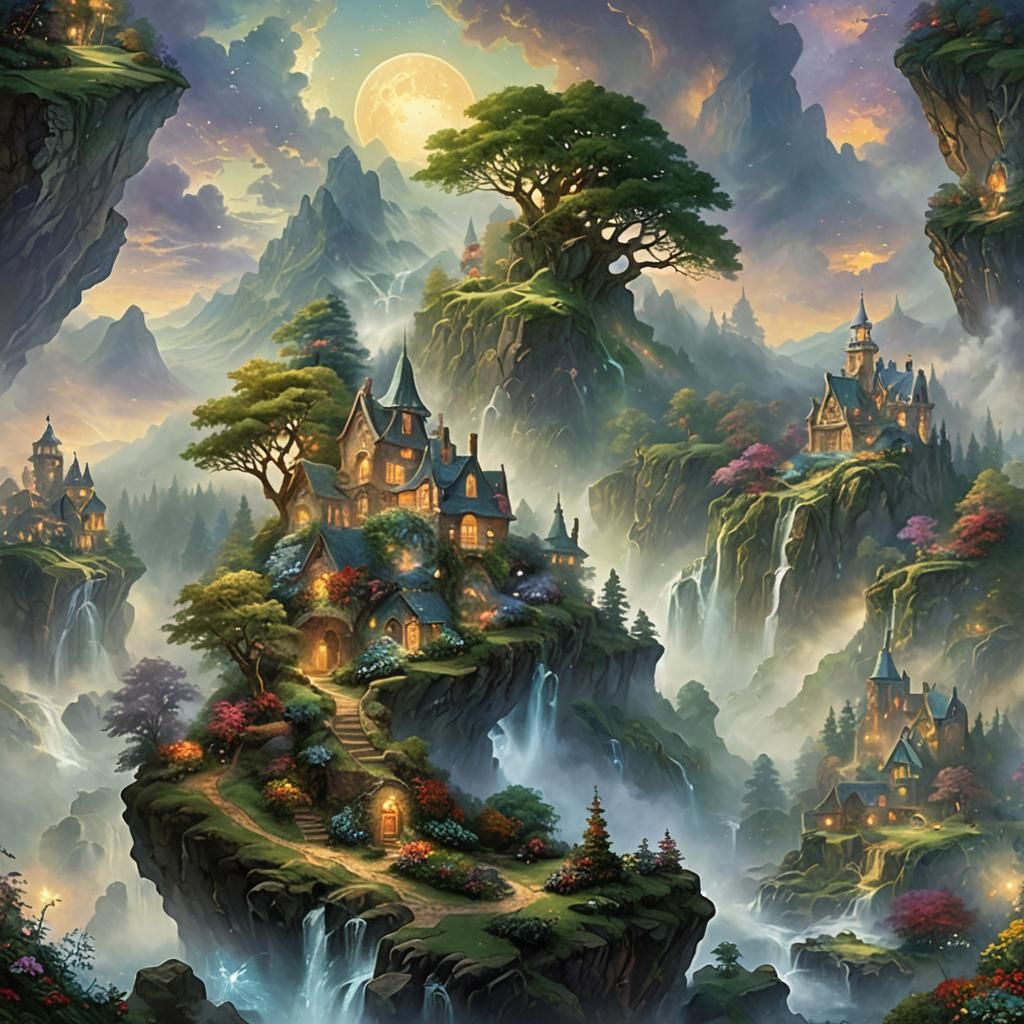 Ethereal Fantasy Landscape in Hyperdetailed Mist