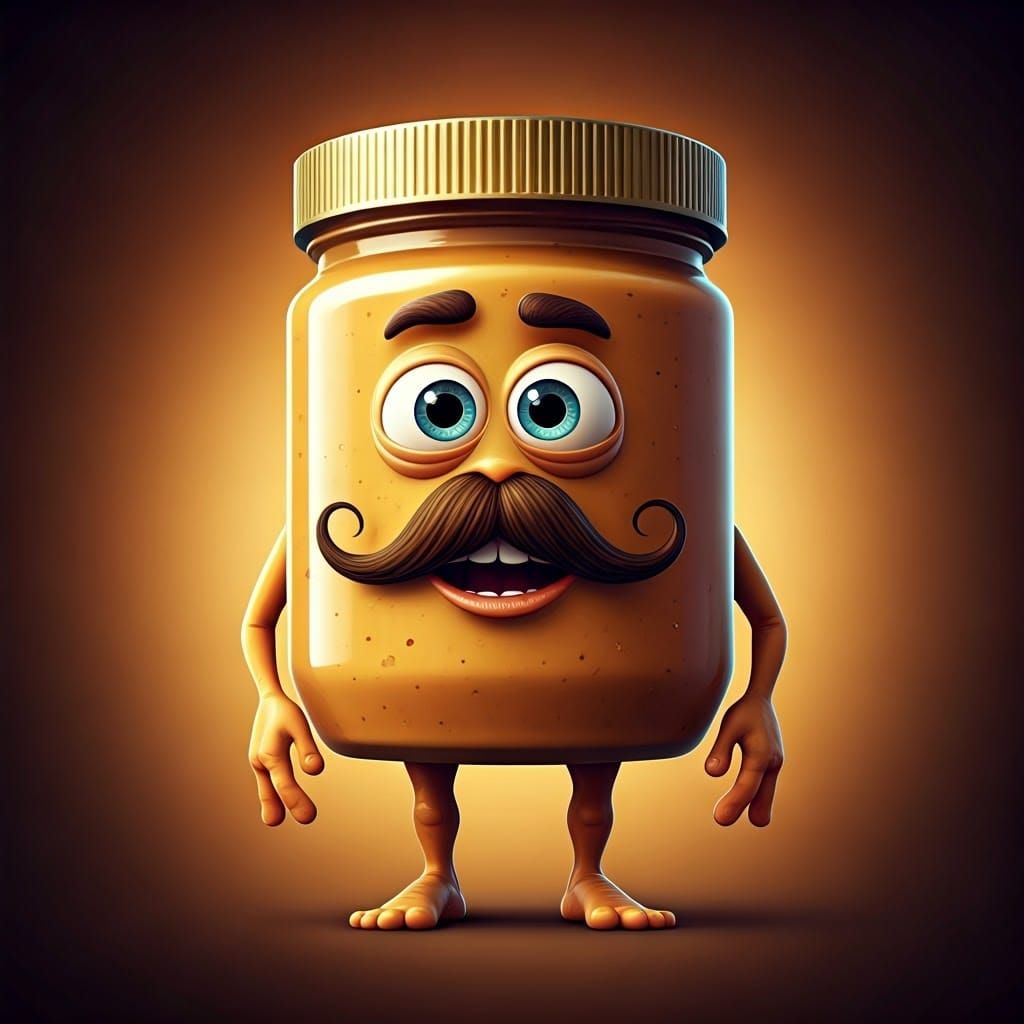 Whimsical Peanut Butter Character in Vibrant Style