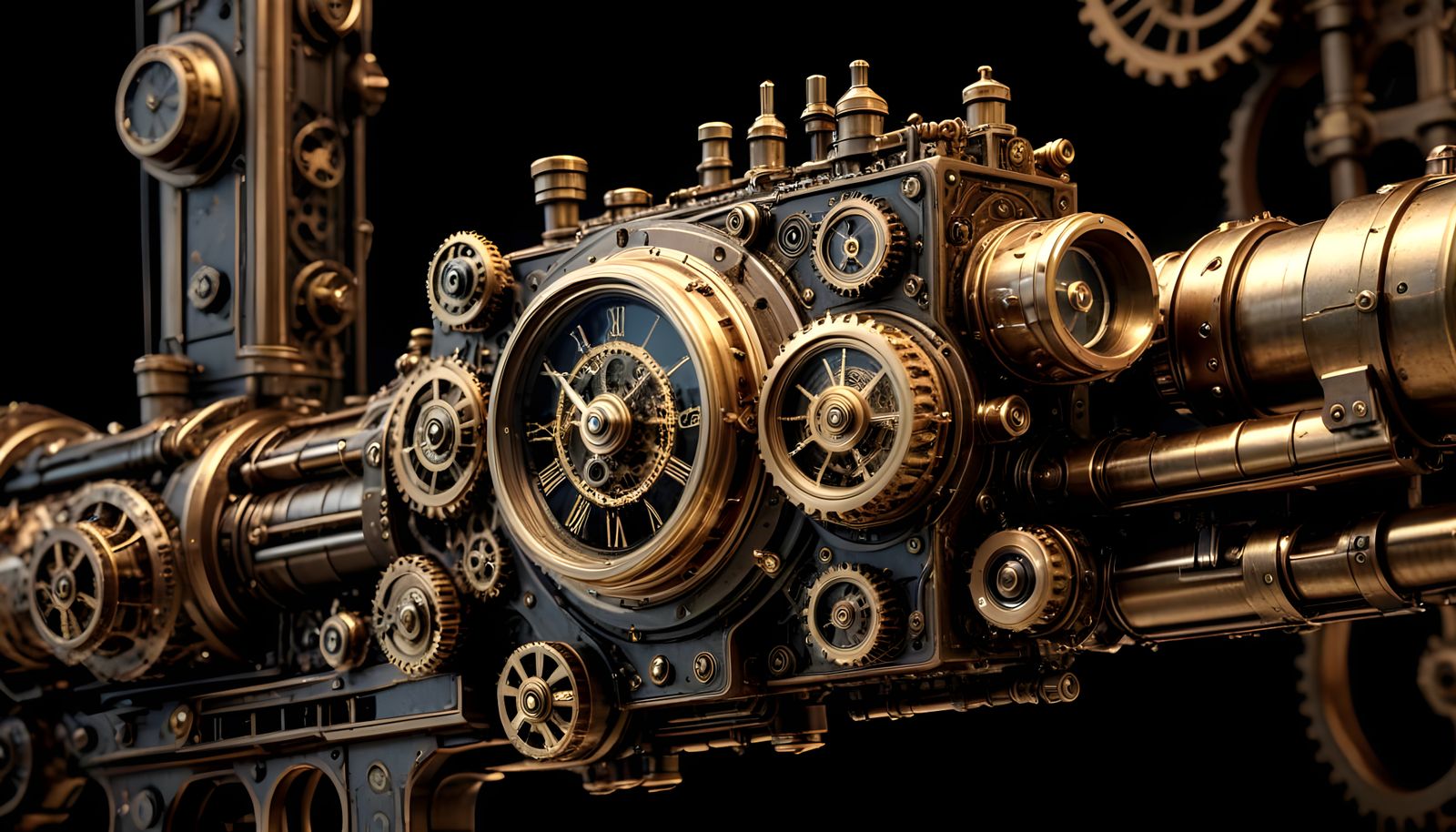 Steampunk Masterpiece: Intricate Clockwork Rifle and Forge