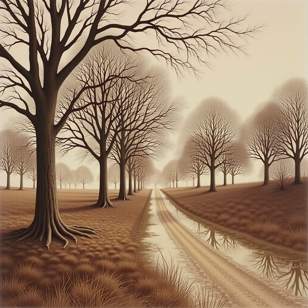 Autumn Leaves Fall in First Frost Painting