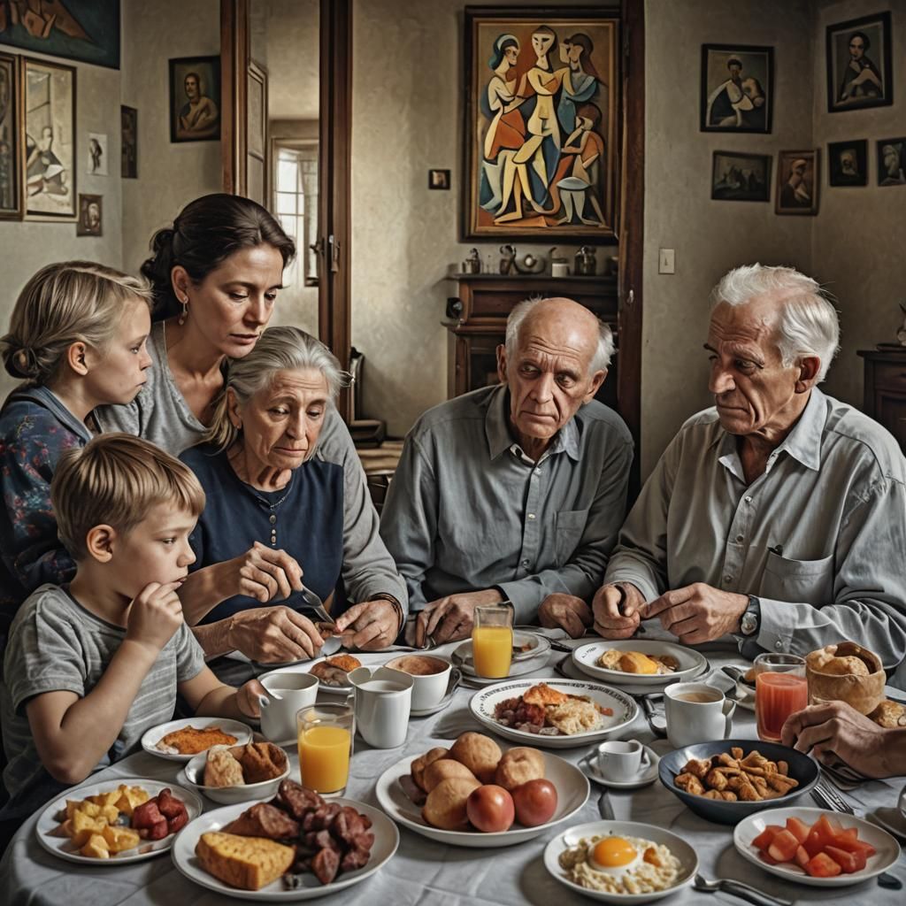 Family Breakfast in Cubist Style