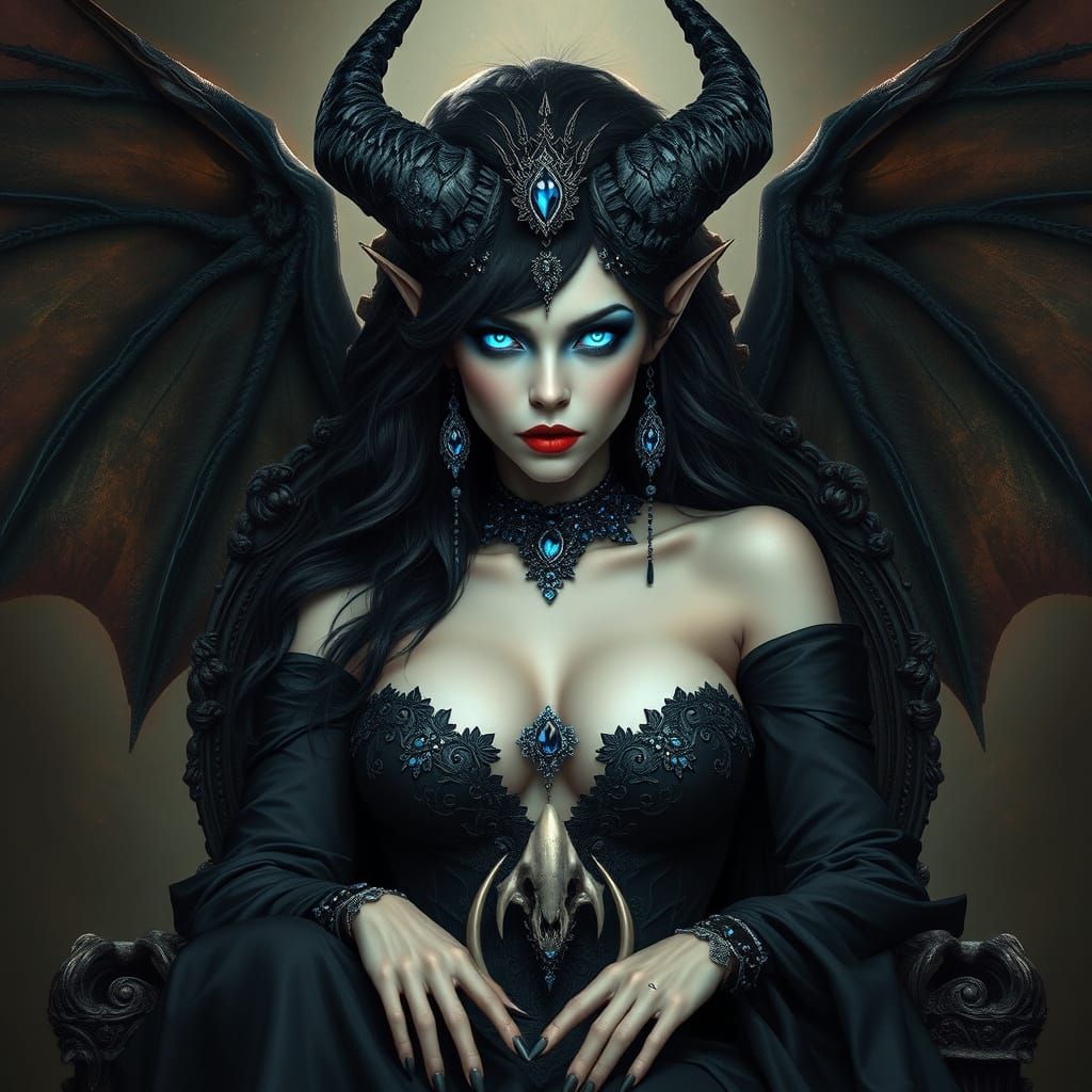 Majestic Dark Queen of the Underworld in Gothic Splendor