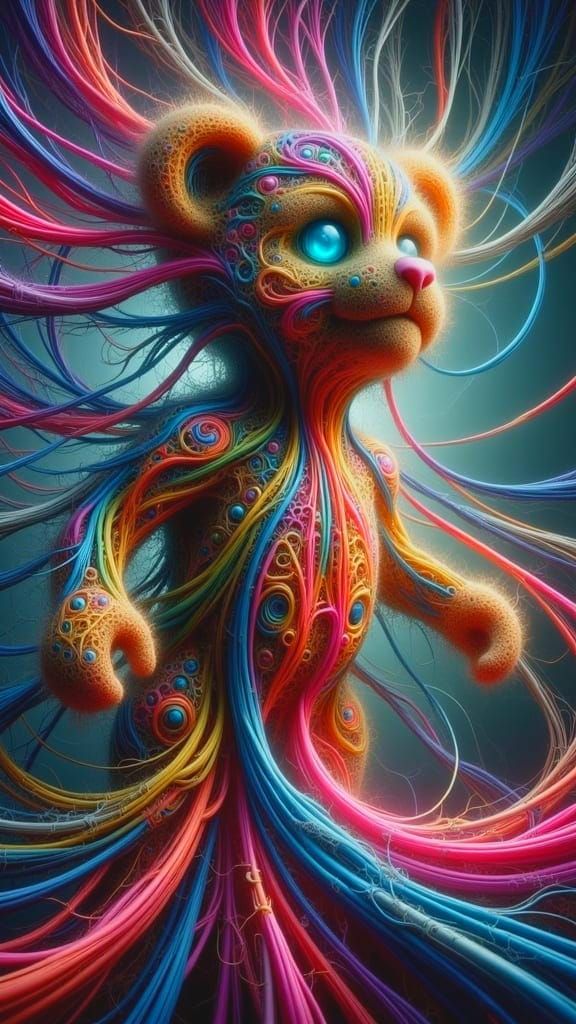 Elastic Reality Surreal Abstract Teddy-Bear in Quantum Fluxu...