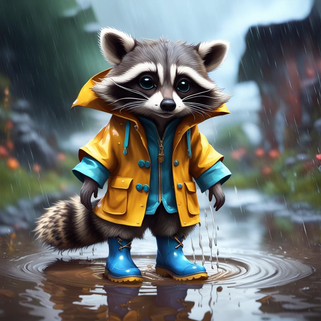 Raccoon in Raincoat: Fantasycore Artwork