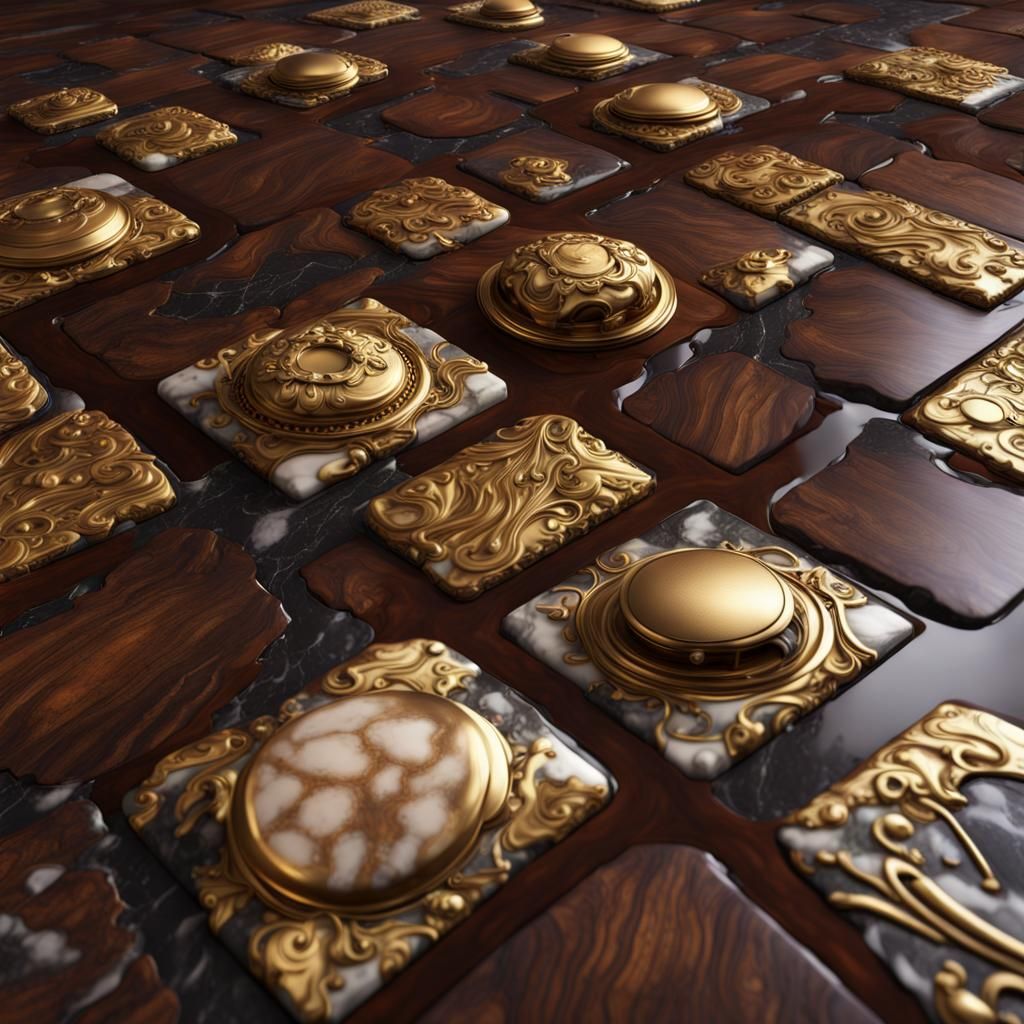 Plaids, Gold, and Wood Grain Pattern in Art