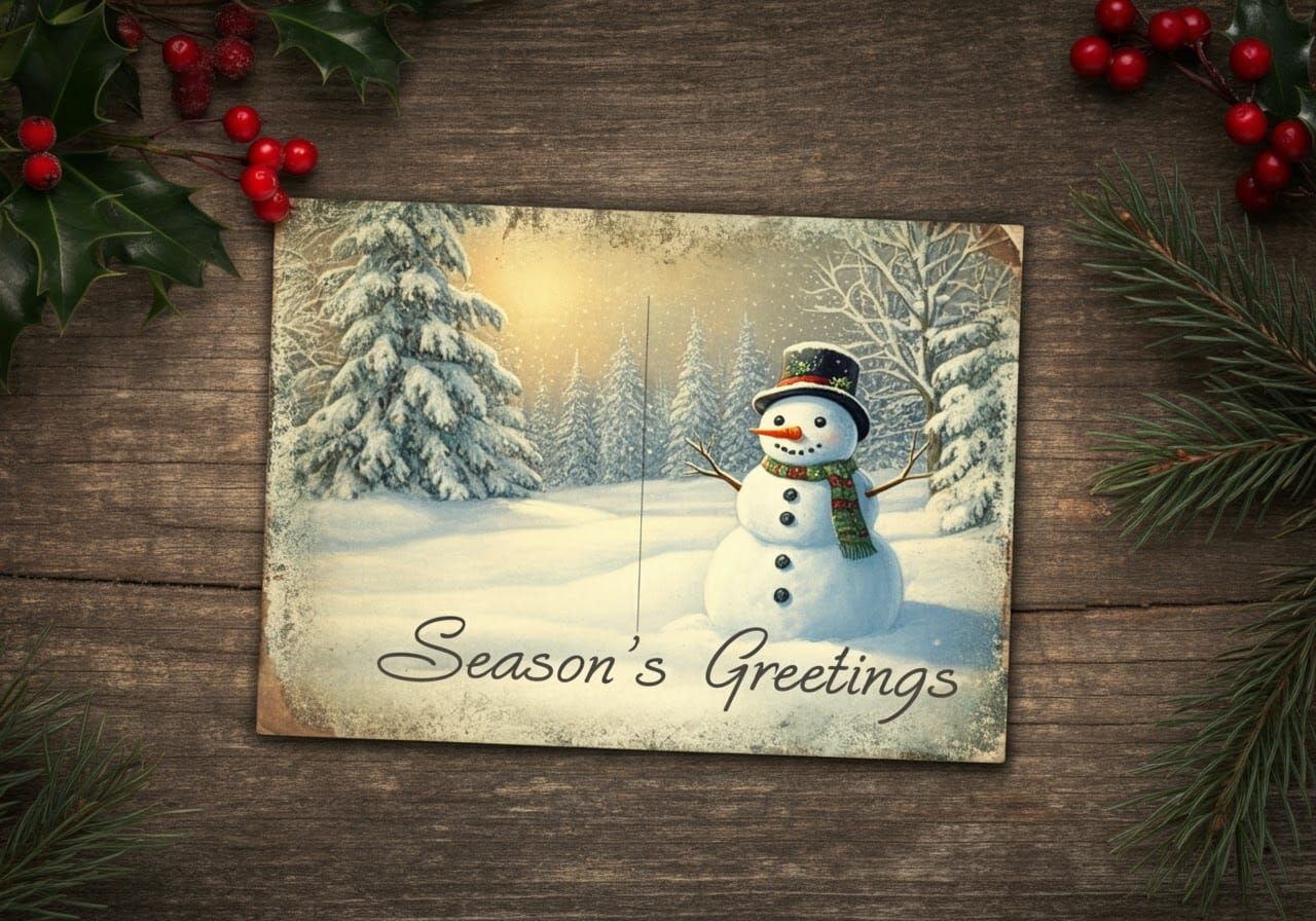 Winter Wonderland Scene in Vintage Style