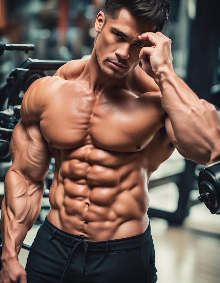 Muscular Man in Sharp Focus, Natural Lighting