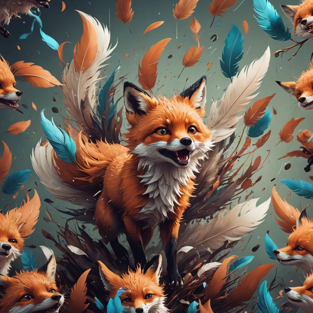 Feathered Fox: Hyperdetailed Digital Illustration