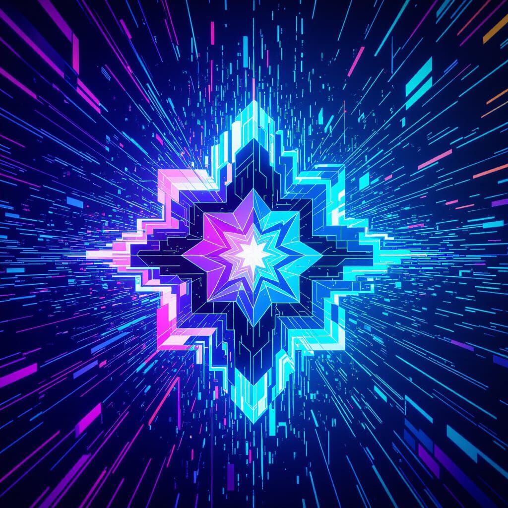 Digital Consciousness Evolving in Glitch Art Matrix