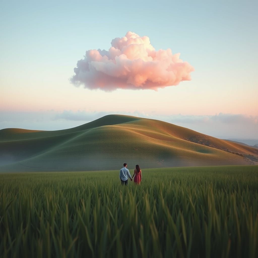 Dreamy Surreal Landscape in Soft Pastel Tones