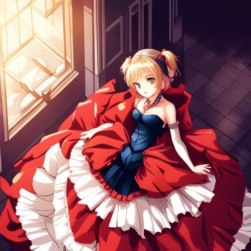 Anime Girl in Ballgown, Manga Style