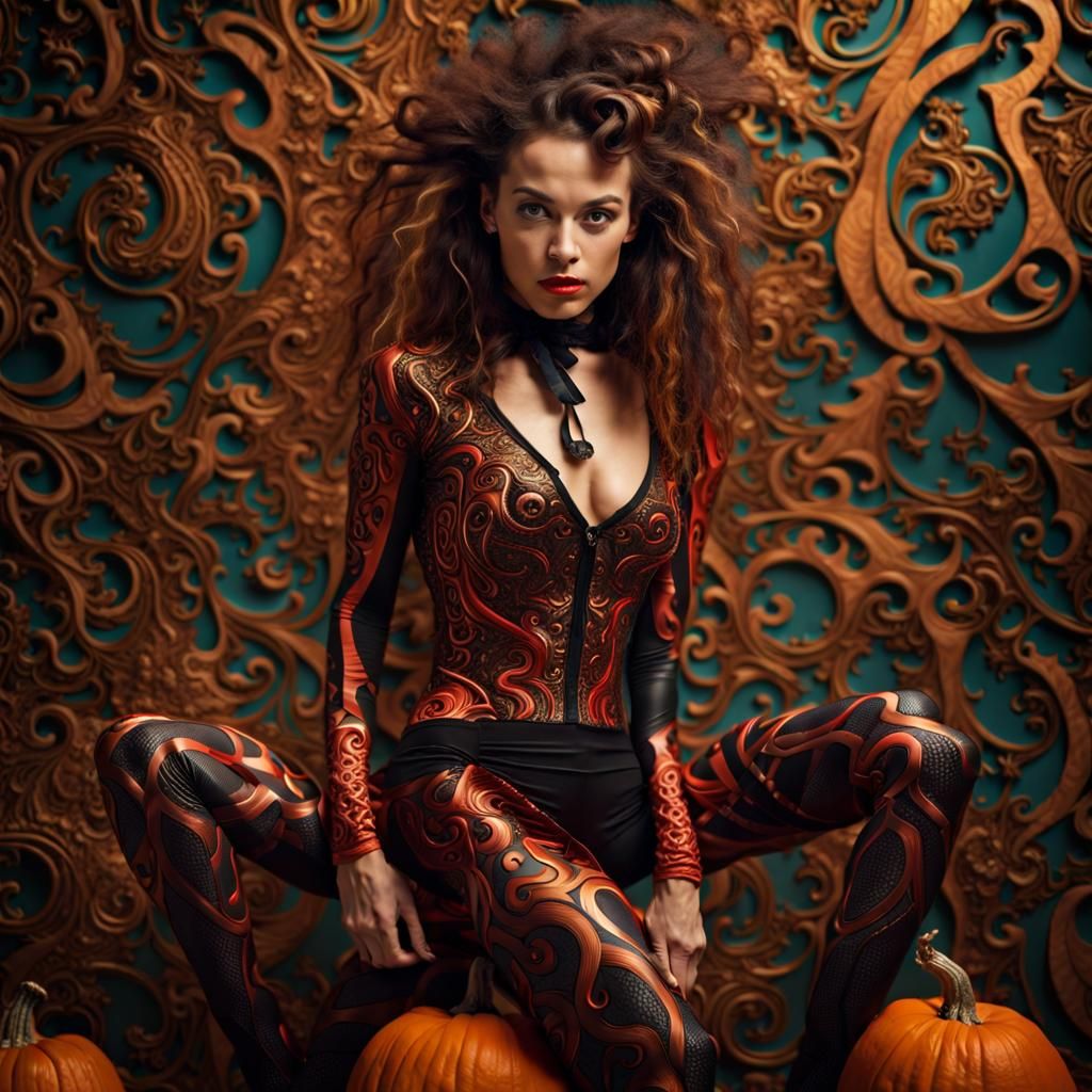Surreal Halloween Costume in Baroque Style