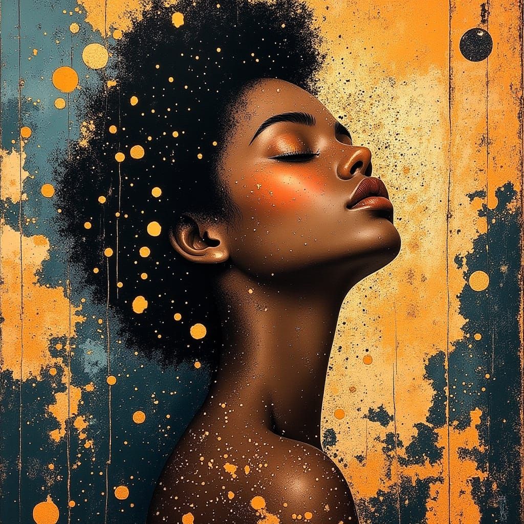 Beautiful African Woman with Colorful Background
