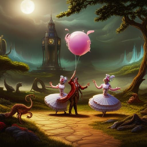 Eccentric Tea Party with Dancing Cells: Fantasy Concept Art