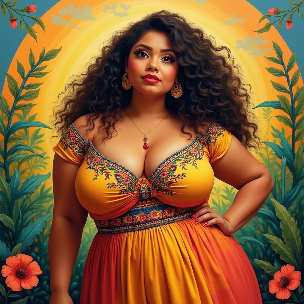 Vibrant Latina Goddess in Tropical Paradise