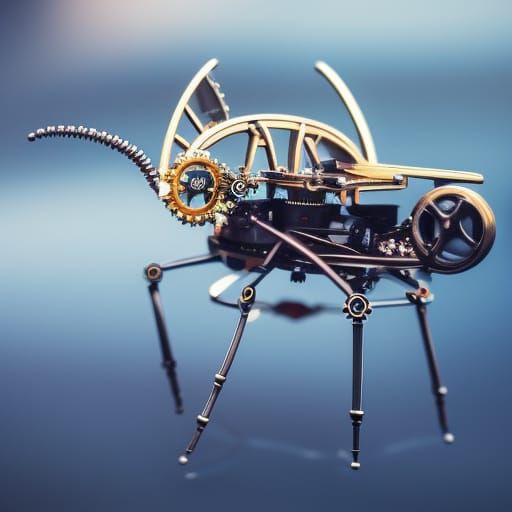 Steampunk Cyborg Insect with Intricate Mechanical Details